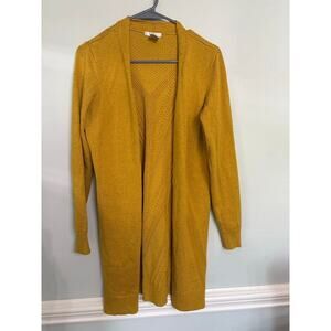 Isla Mustard Yellow Longline Cardigan Size M Open Front Lightweight Duster